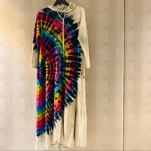 Tie Dye Duster Hooded Cardigan One Size Boho